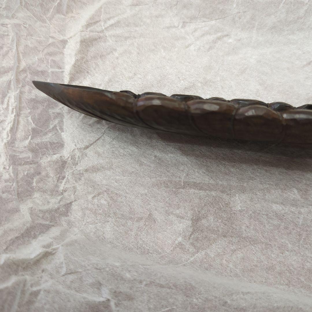 茶合　唐木　茶道具　葉っぱ　葉　茶道　木製　煎茶　茶匙