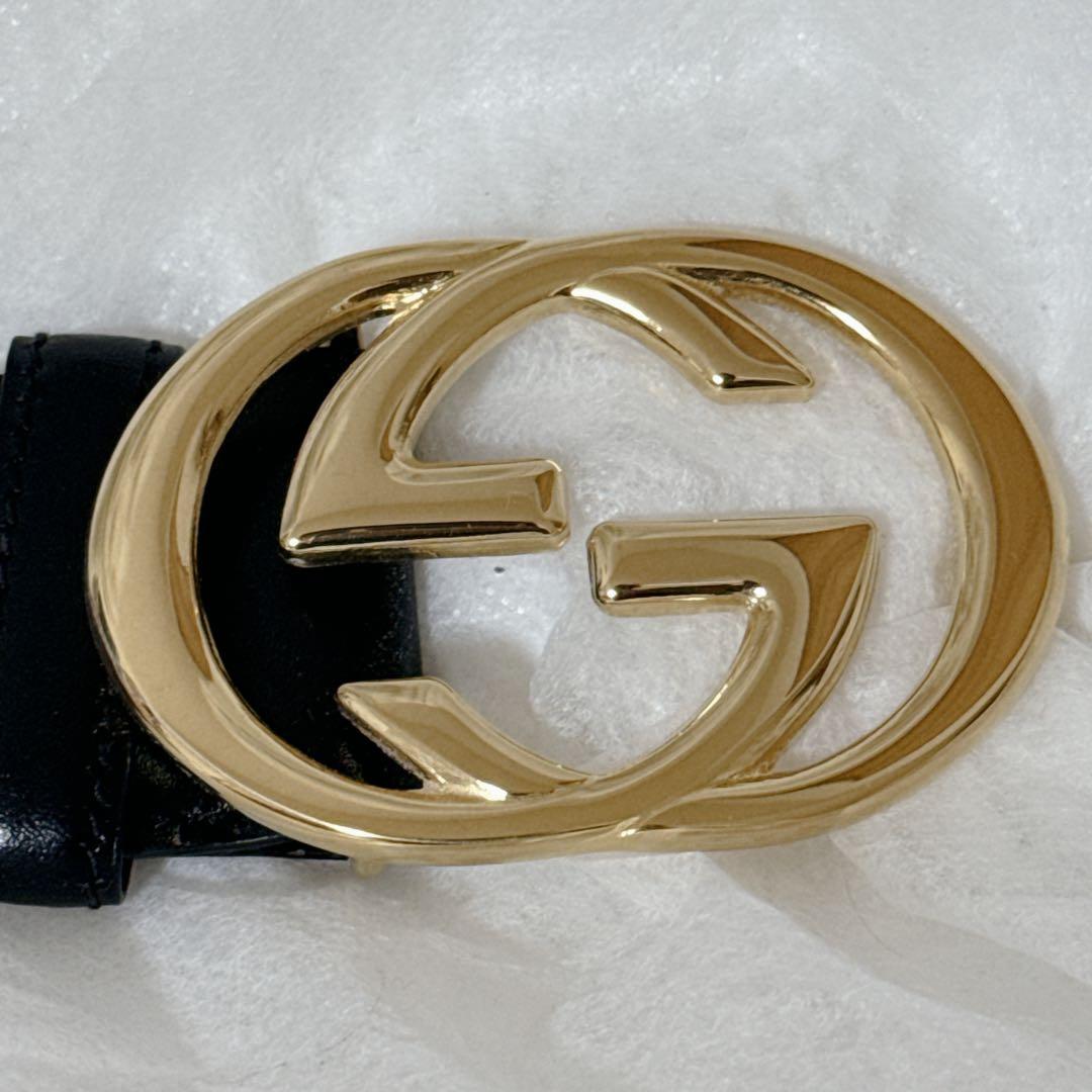 ✨未使用級✨ GUCCI インターロッキング GGロゴ レザー ブラック