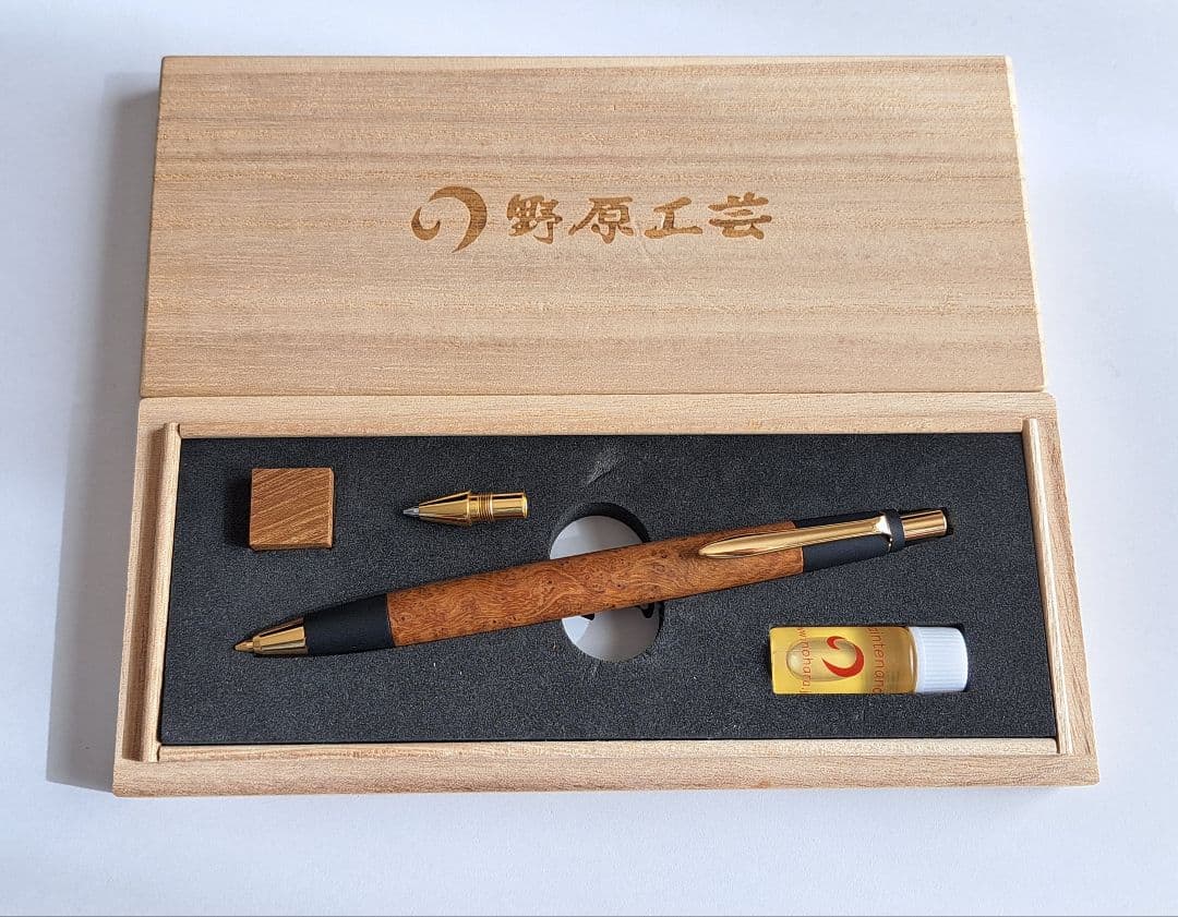 野原工芸 旧型 チーク瘤 固定式口金付きシャーペン ゴールド金具 廃番 廃盤