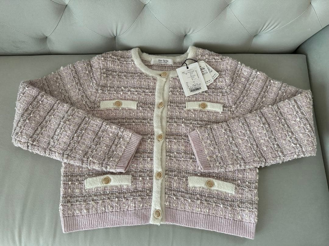 トップス Herlipto Bristol Tweed Knit Cardigan S