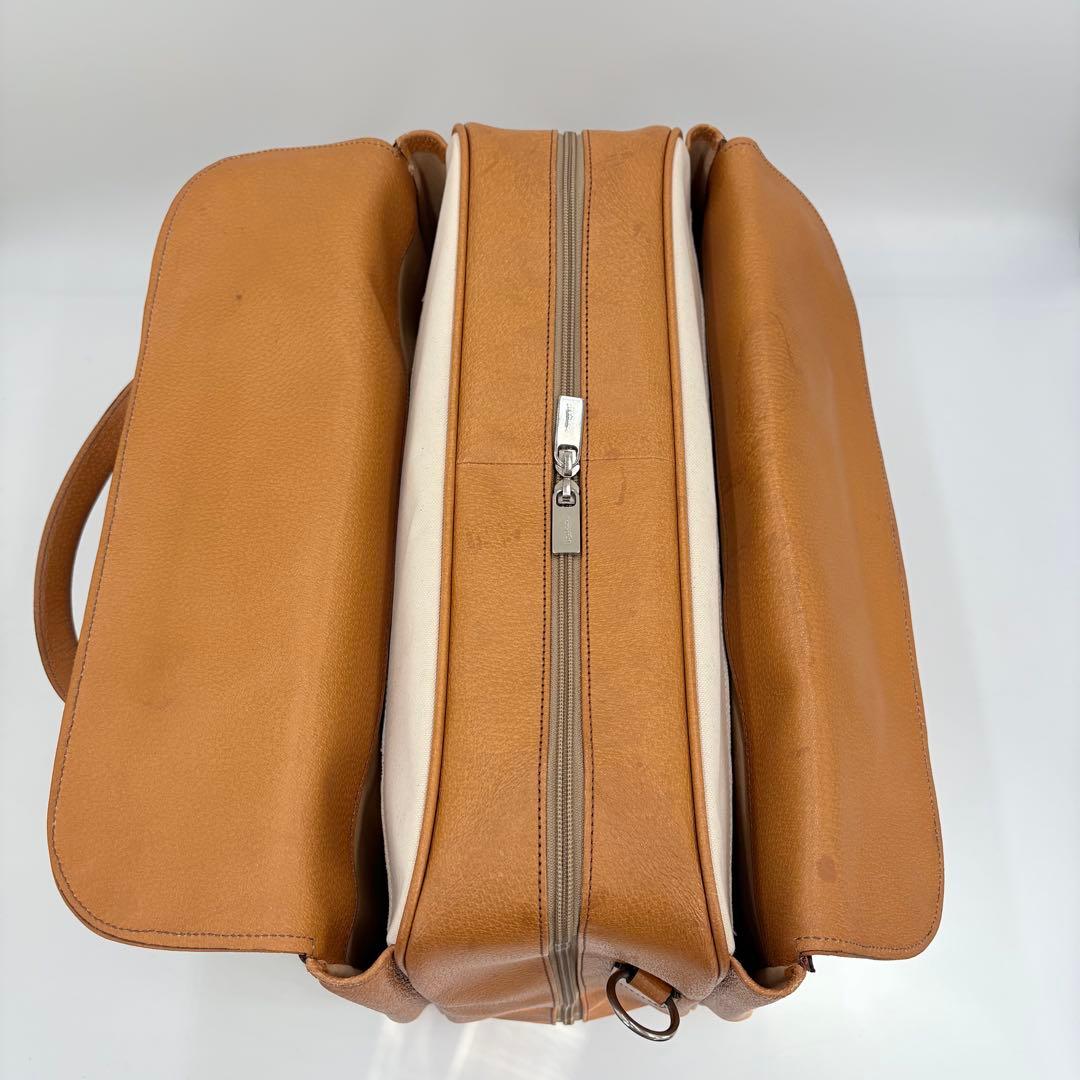 オロビアンコ ガーメントバッグ レザー×キャンバス キャメル スーツキャリー仕様