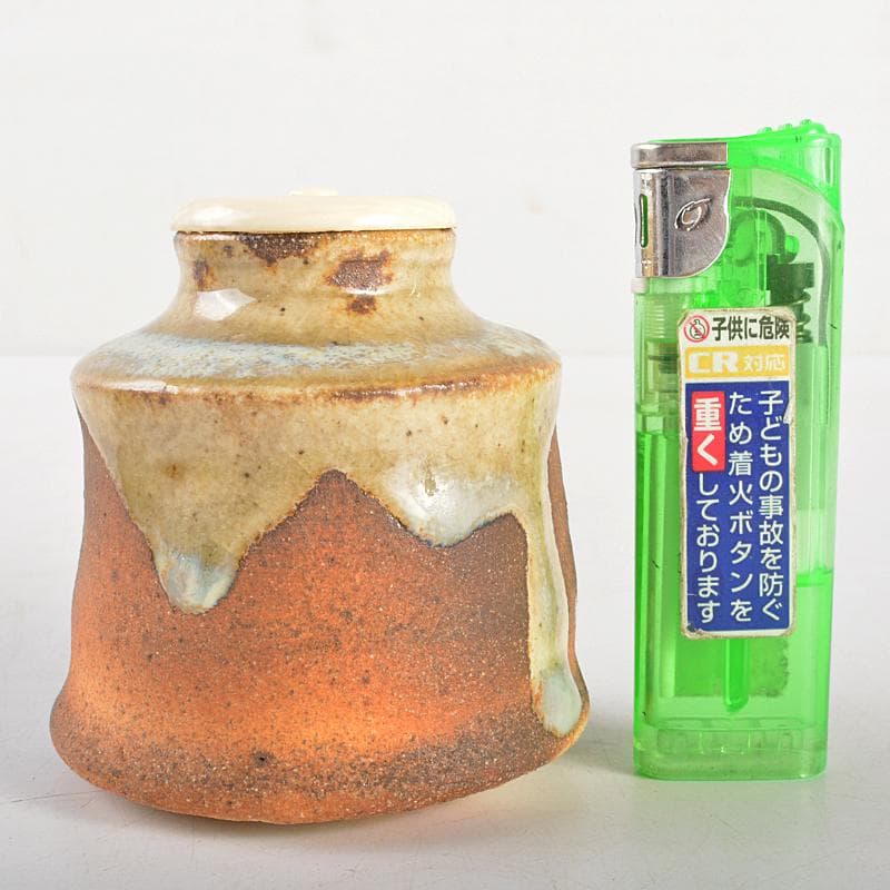 eyeknow74　伊賀西山窯坂本瀧山作茶入古代和更紗仕覆付V　R6732