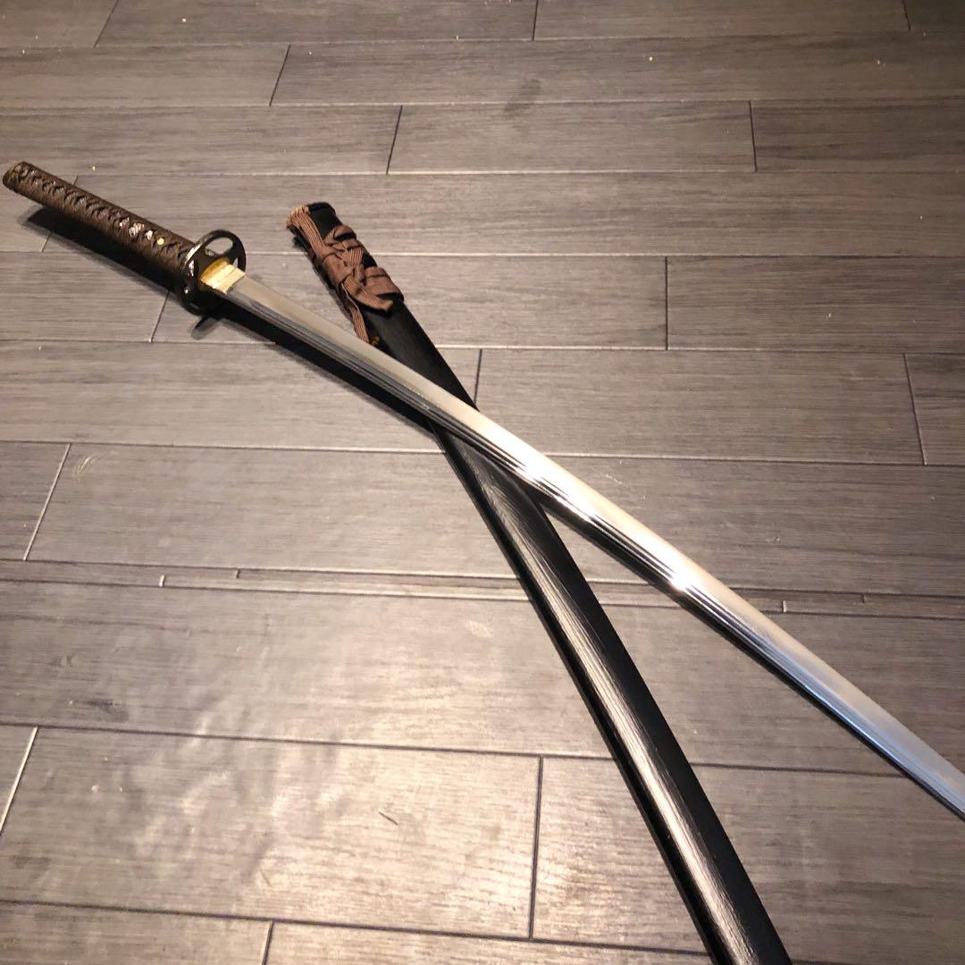 高級模造刀　高級居合刀　樋入り刀身　優波紋　亜合金刀身　名刀　居合刀　茶拵え