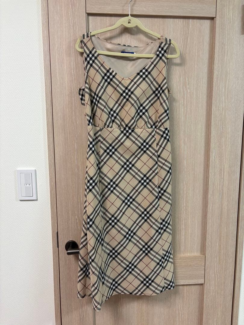 バーバリーブルーレーベル　ノバチェック柄ノースリーブワンピース