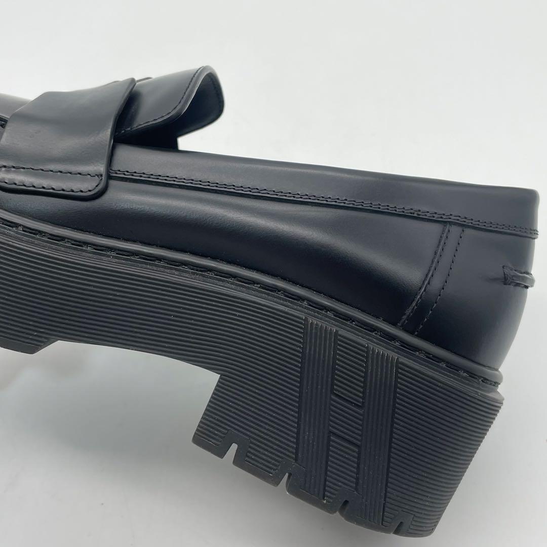 HERMES エルメス　ローファー　モカシン　ブラック　クロ　レザー