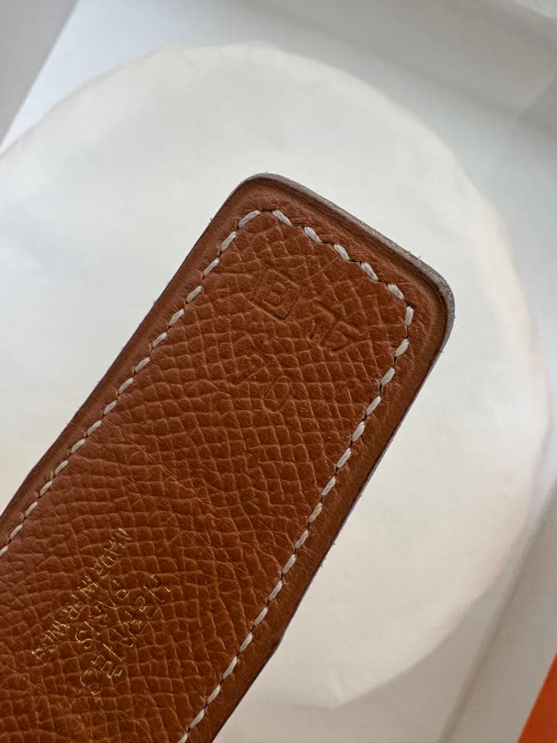 HERMES ブラックレザーベルト H型バックル　美品