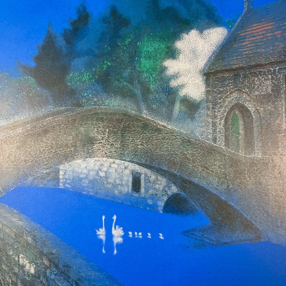 美品 野村義照「ブルージュ」シルクスクリーン 直筆サイン・証明シール有 ベルギー