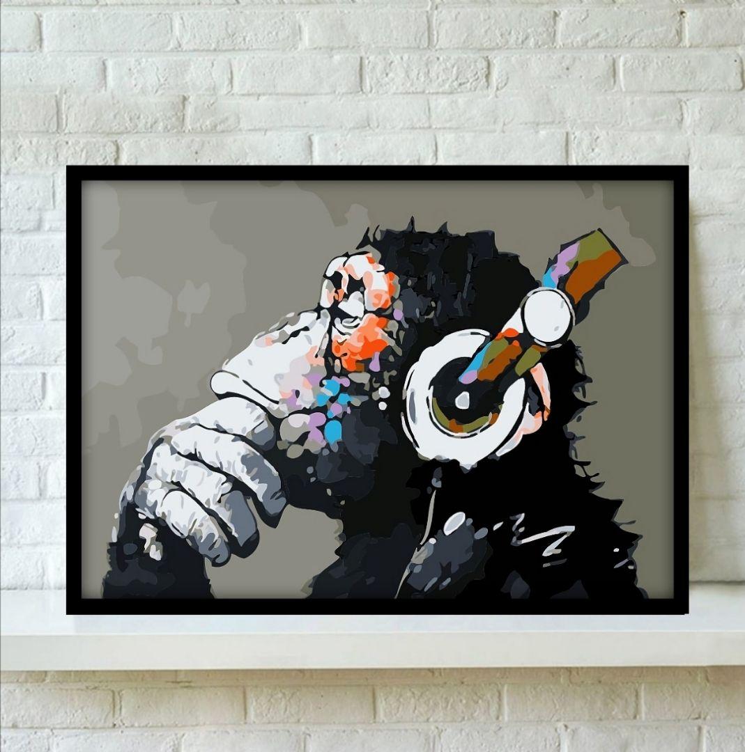 バンクシー ゴリラアート B2パネルアルミフレーム
