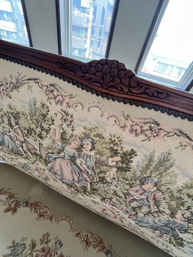 ③バラ売り不可　①〜④セット販売のみ　ロココ調 ゴブラン織り 猫脚　応接セット