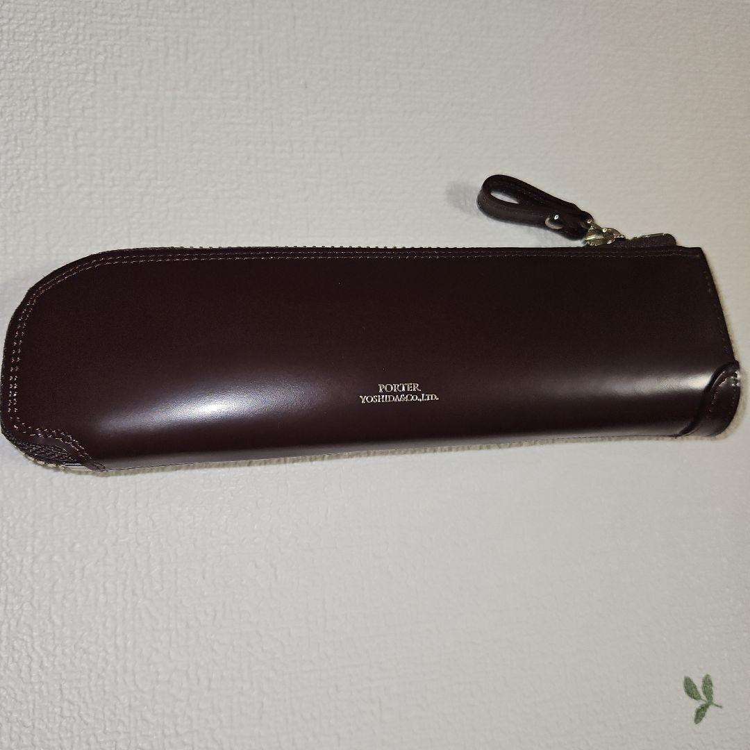 PORTER ダークブラウン レザー ペンケース