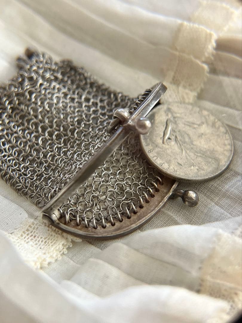 ◆SALE◆フランスアンティーク超美品シルバーメッシュパース銀刻印1900