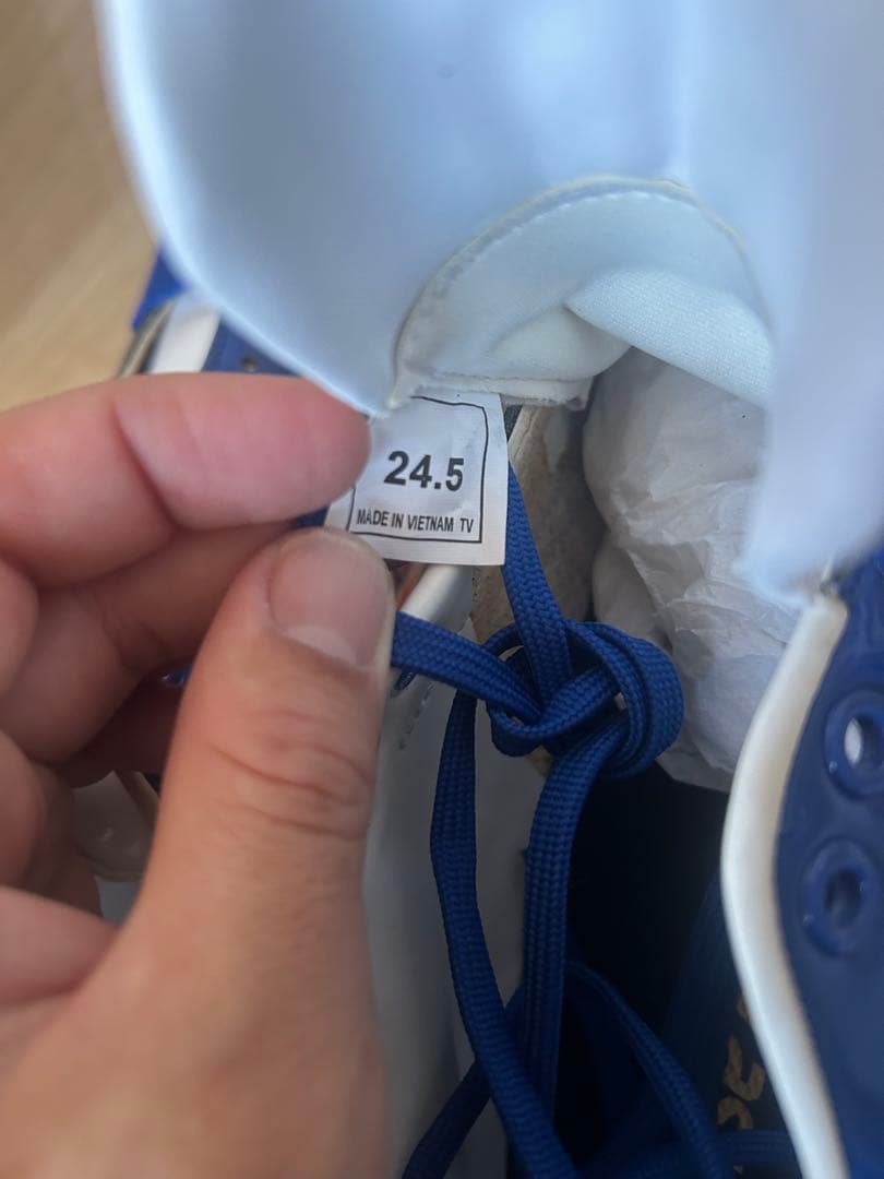 ASICS スパイク 24.5cm 青白オレンジ　オーダースパイク