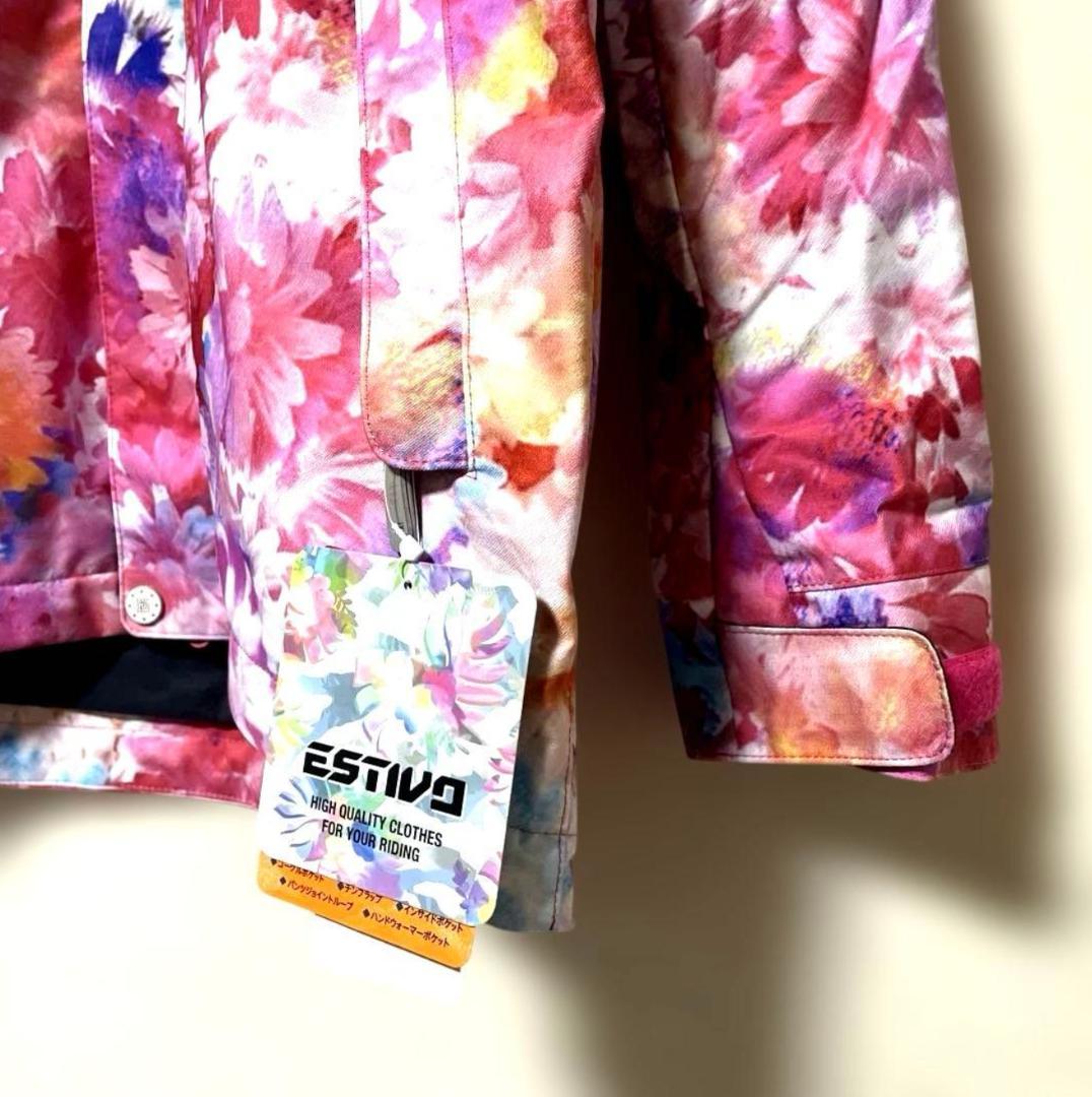 美品 原価3万 ESTIVO スノボウェア スノーボード 防水 M 花柄 ピンク