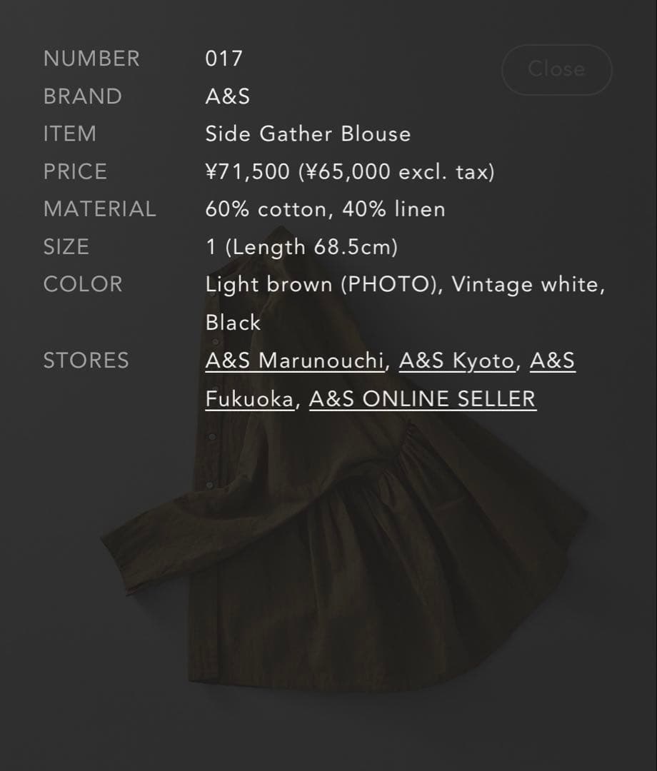 25AW 新作 ARTS&SCIENCE Side gather blouse