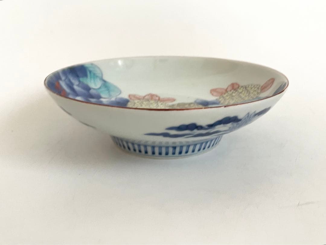 骨董　アンティーク　色絵紫陽花図　五寸皿　色鍋島　平戸　古平戸　ニュウあり