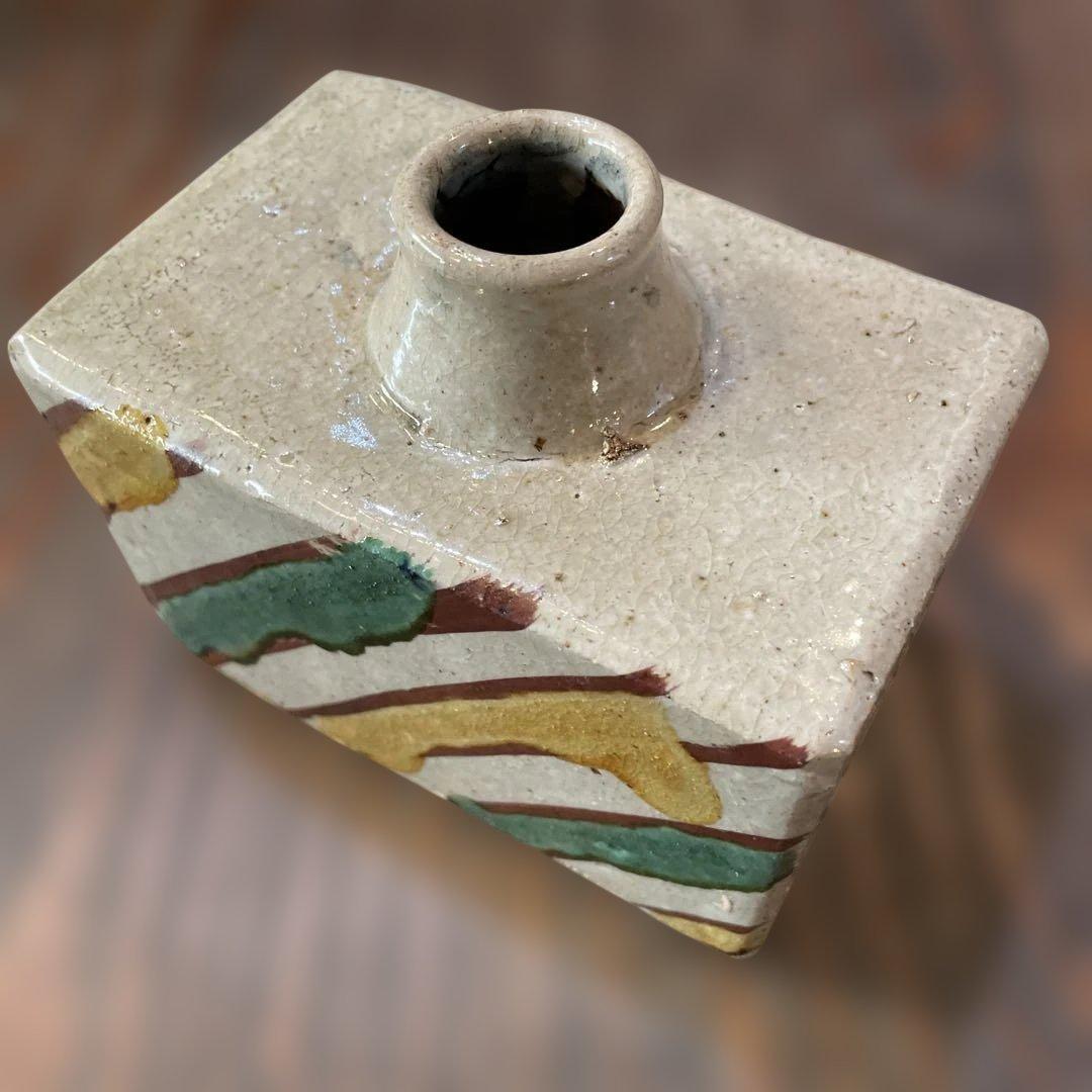 益子焼　合田好道　色絵角瓶　箱なし