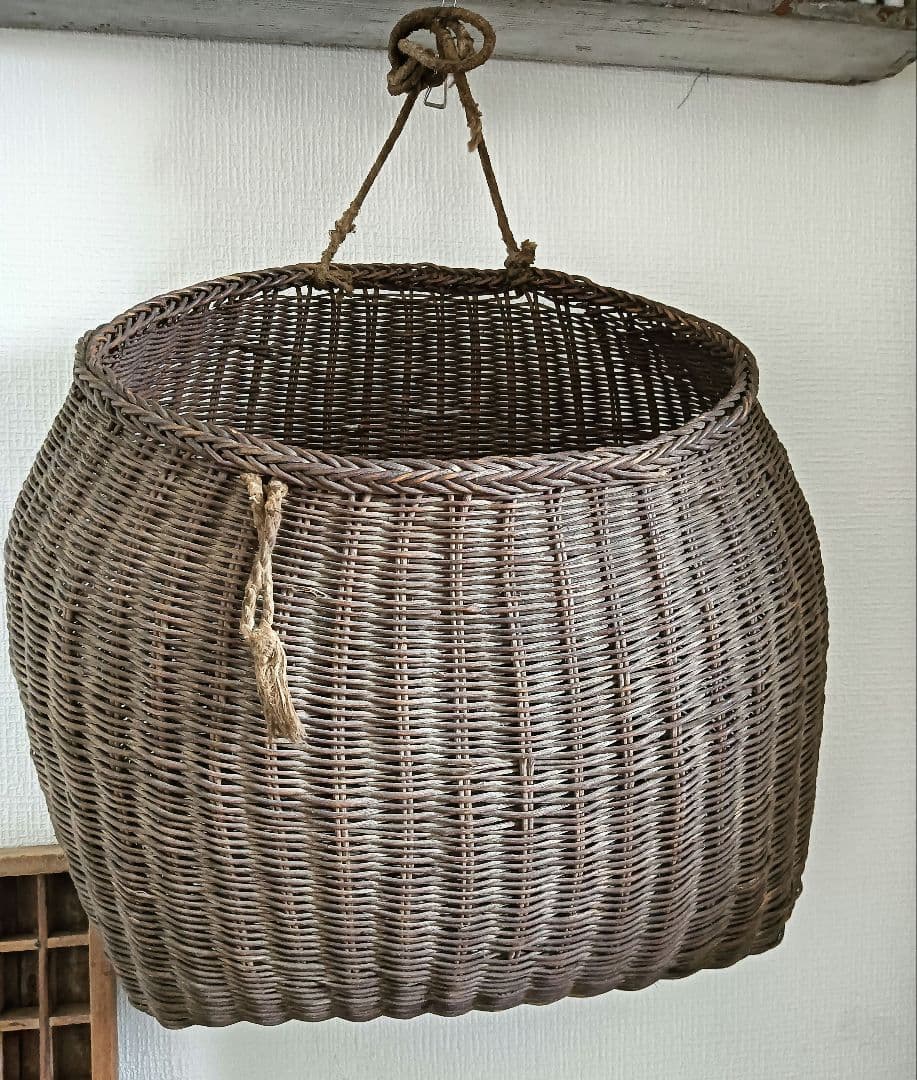 お取置7/16 古手の大きなあけび籠 　古民家　インテリア　古物　あけび籠