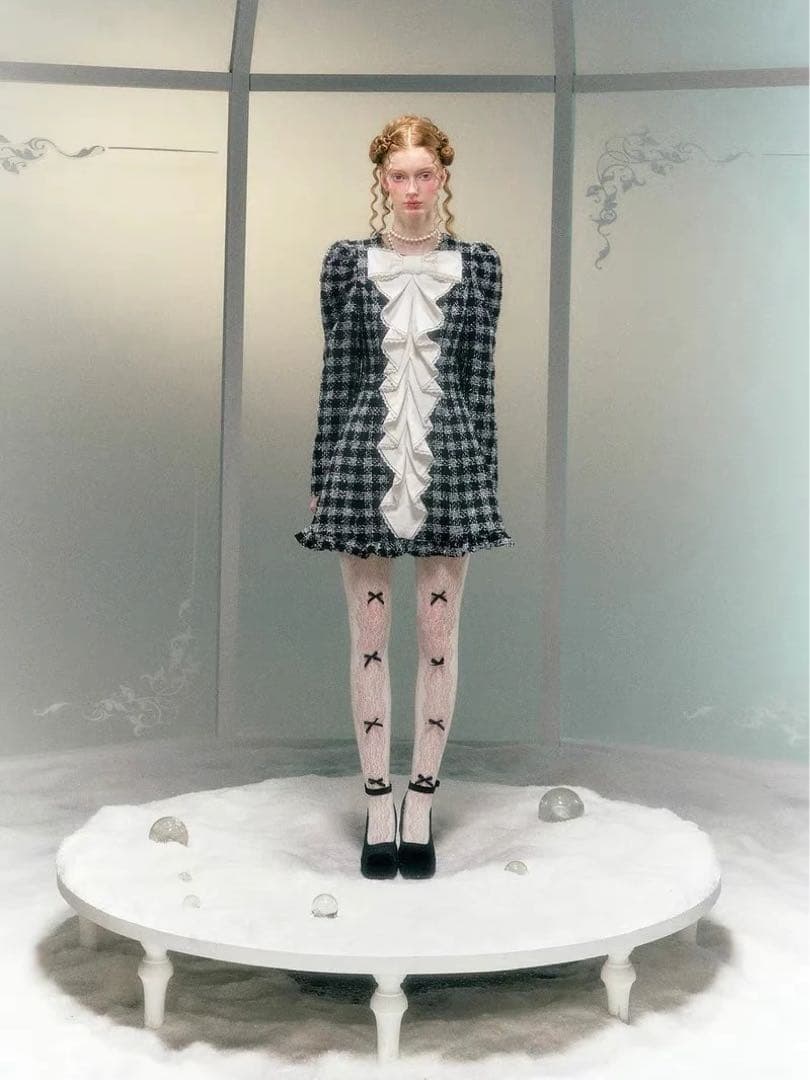 Narrator チェック柄フリルワンピース S あのちゃん 着用