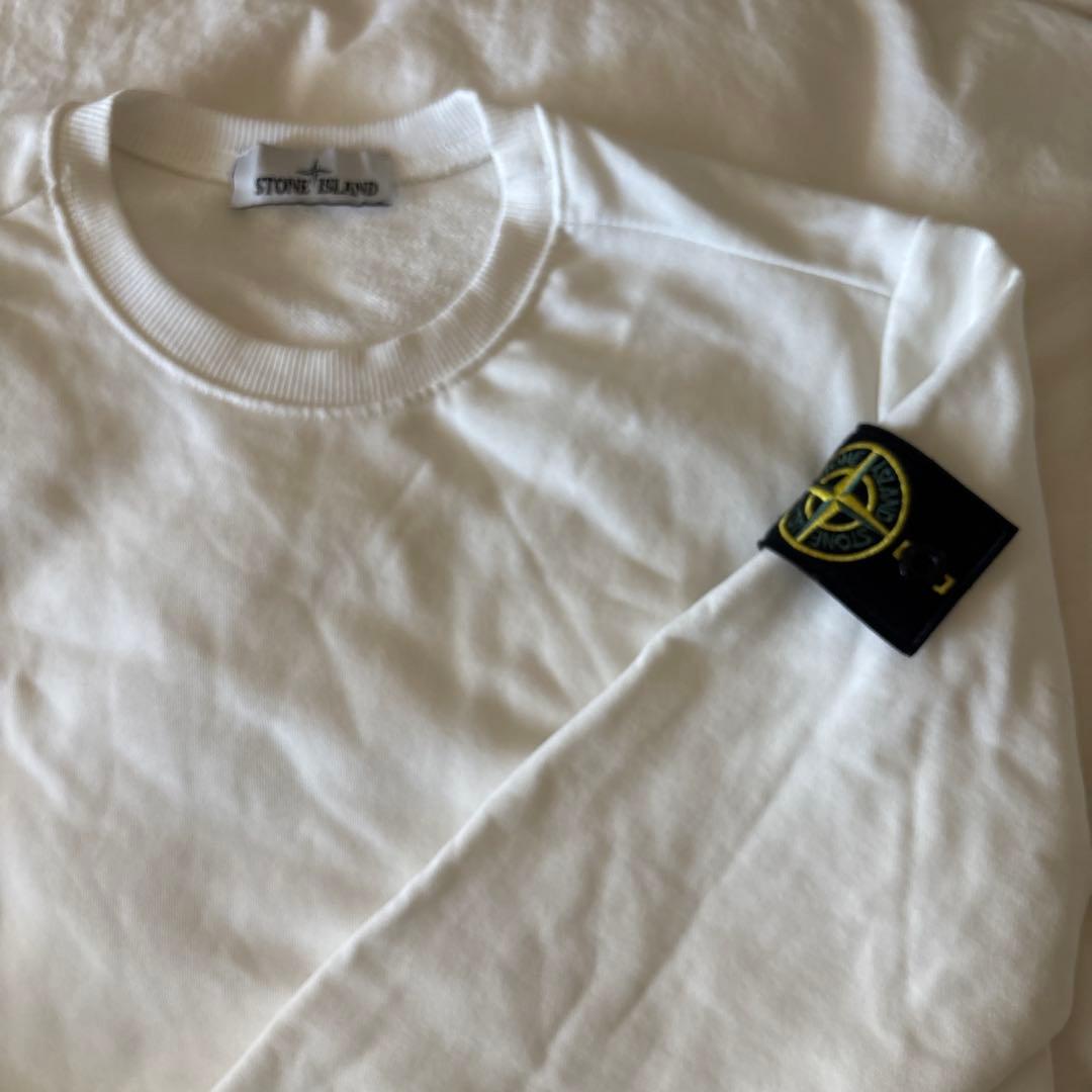 ストーンアイランド ホワイト クルーネック スウェット トレーナー