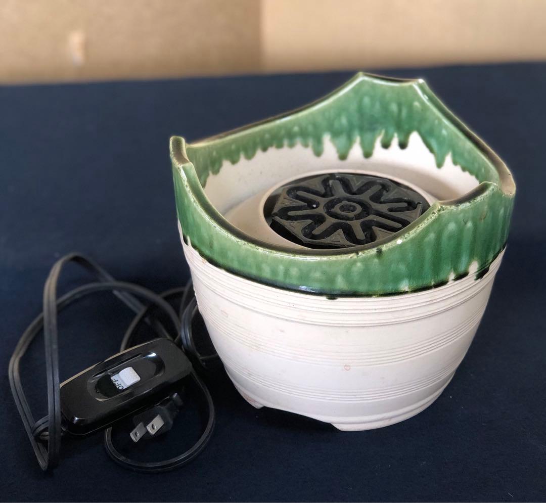 割引❗️《R》野々田式 織部 江戸火鉢 電熱器 煎茶 茶道具　1f