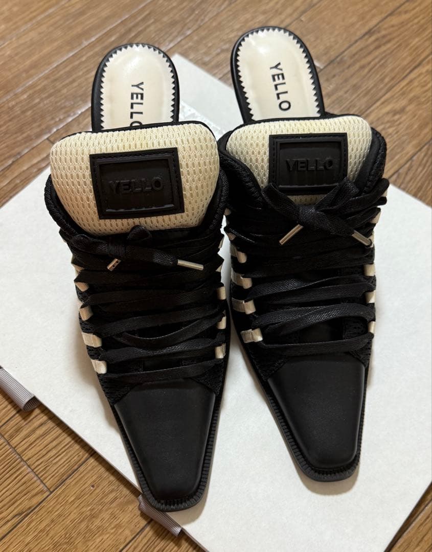 YELLO ブラック/ホワイト スニーカーヒール ミュールヒール 【超美品】
