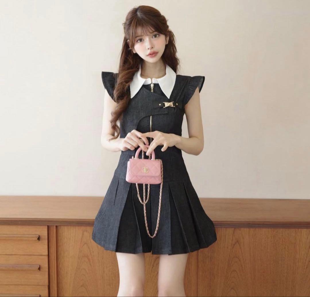 Randy ランディ アシンメトリーバックルデニムワンピース　M