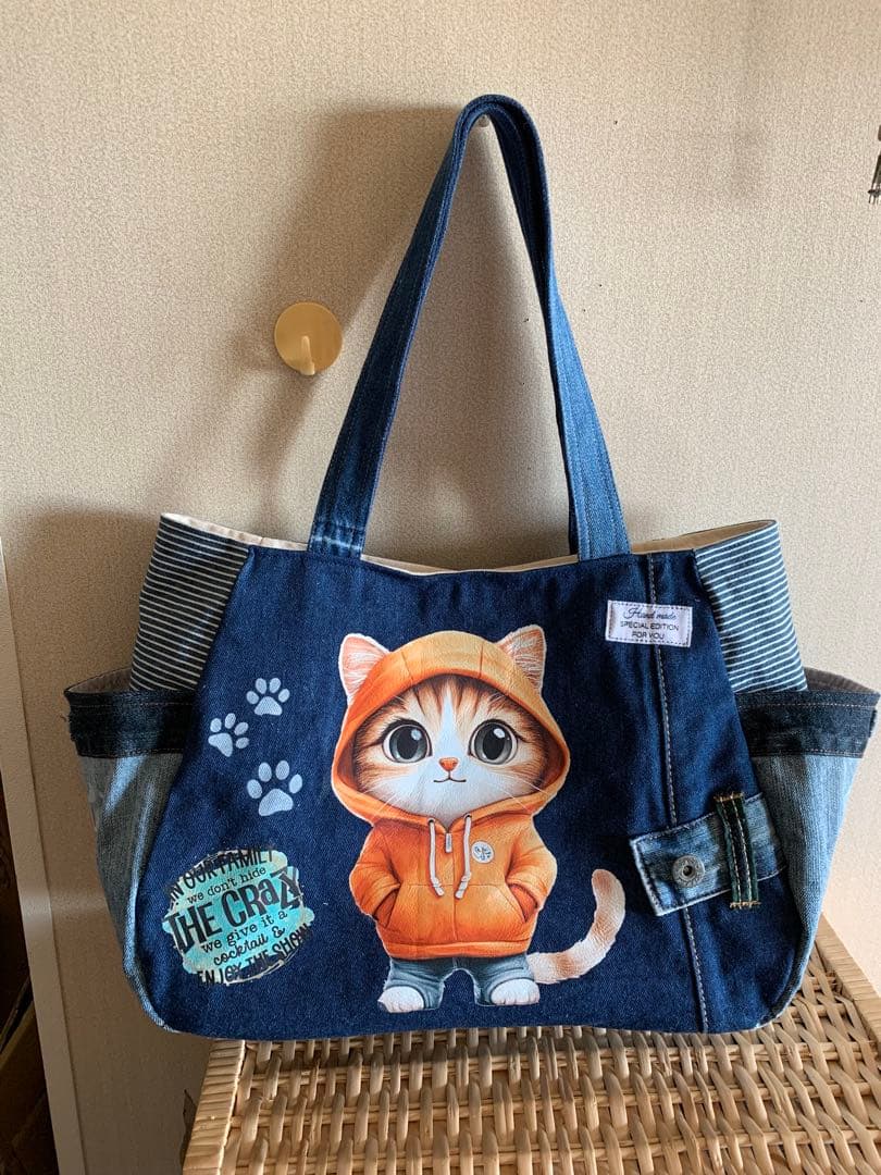 《さよちゃん》【まんまるトートバッグ(L)×3点】デニムリメイク