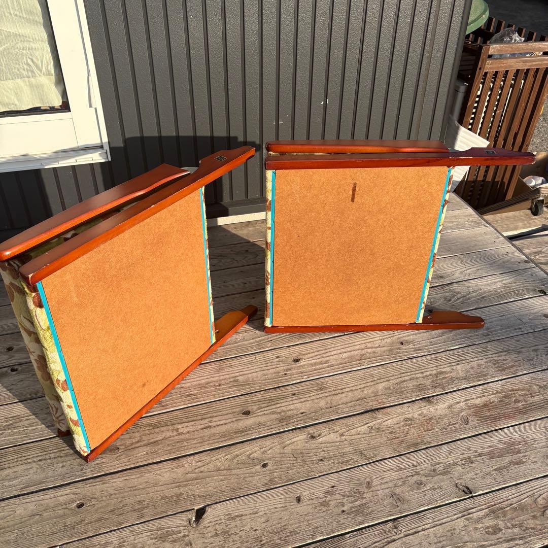 ①昭和レトロ ニチハン 花柄座椅子 2脚セット 花柄 和モダン 折りたたみ古家具