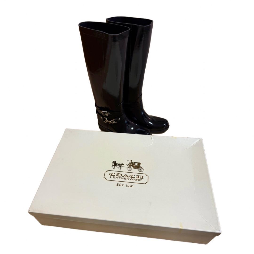 ooo【新品未使用】COACH コーチ レインブーツ 24cm 7ブラック
