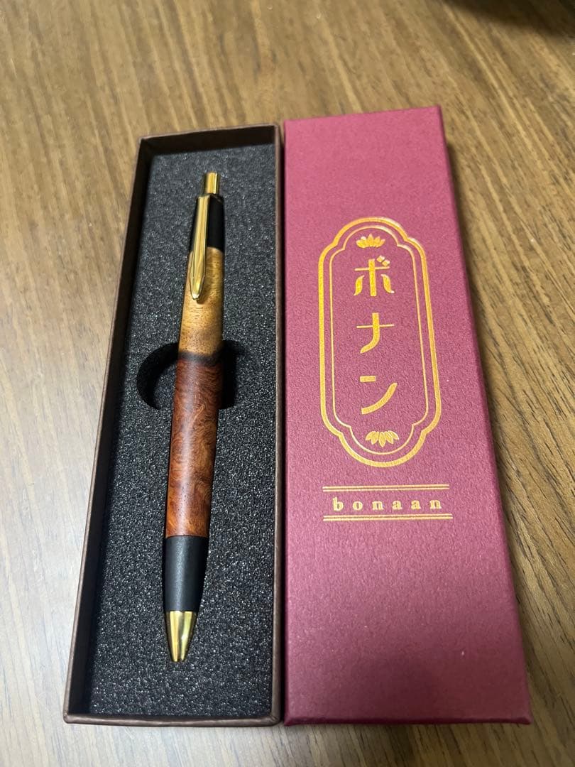 花梨瘤紅白　源平　（アフゼリア） シャーペン 真鍮金具 ボナンペン