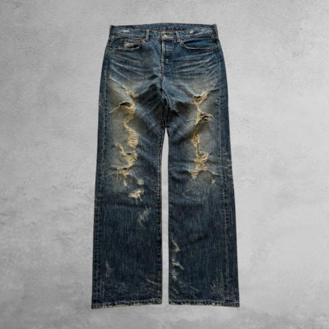 00's y2k ダメージデニム フェード ヒゲ グランジ archive