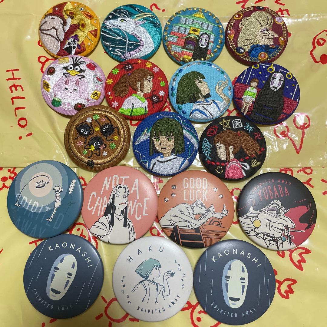 ジブリ/刺繍缶バッジ/ブローチ/千と千尋の神隠し/カオナシ/坊ネズミ/ハク
