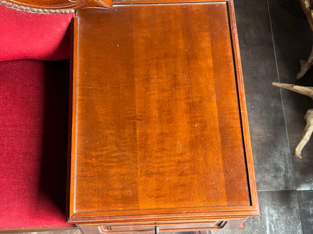 アンティーク　ビンテージ　クラシック　木彫　猫脚　レッド　テレフォンベンチ　GG