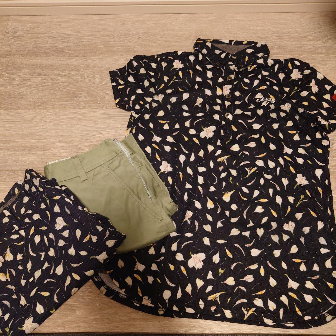 Callaway 花柄ポロシャツ 半袖 上下セット ３点セット
