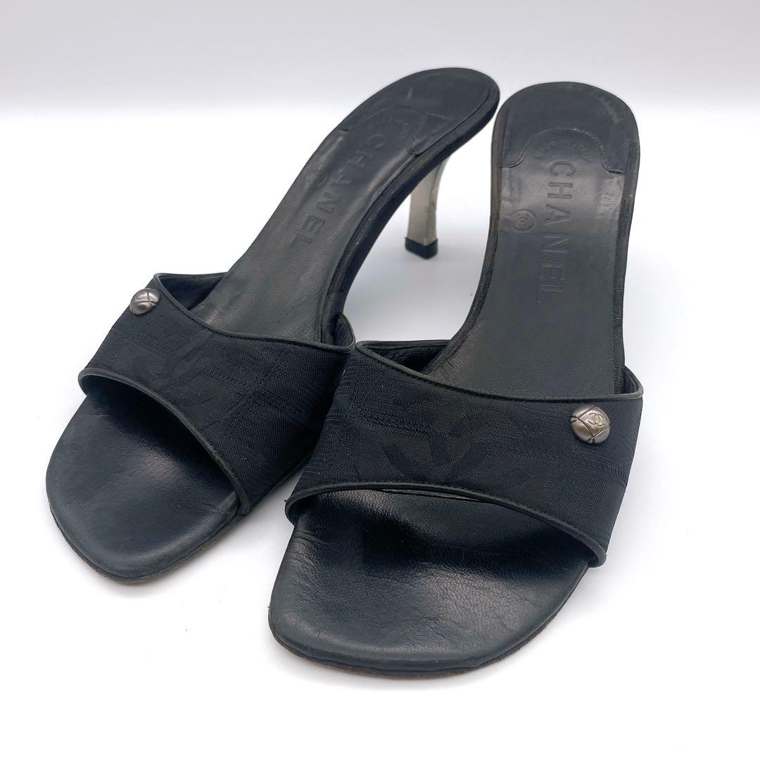 CHANEL シャネル ニュートラベルライン ココマーク ミュール 23.5cm