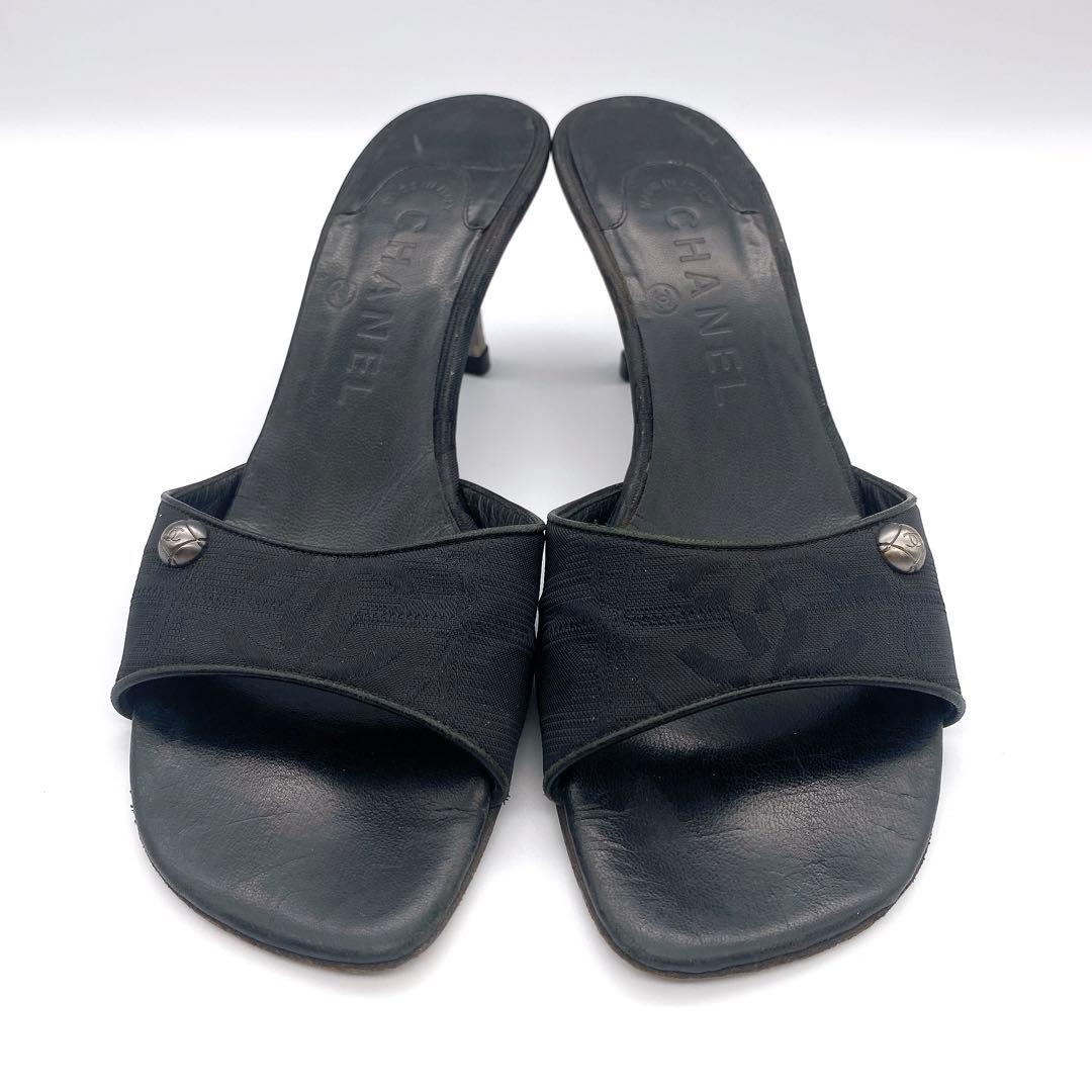 CHANEL シャネル ニュートラベルライン ココマーク ミュール 23.5cm