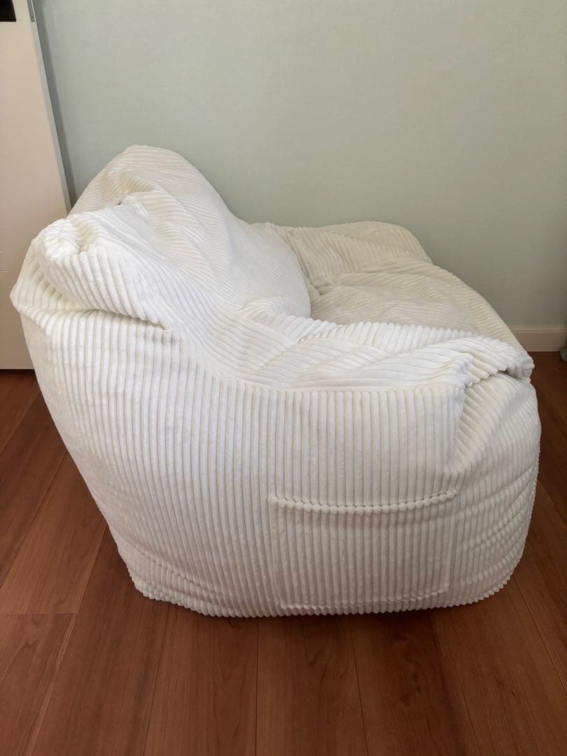 ぽよこLOOSYHUGME 1人掛けビーズソファIVORY +未使用カバー