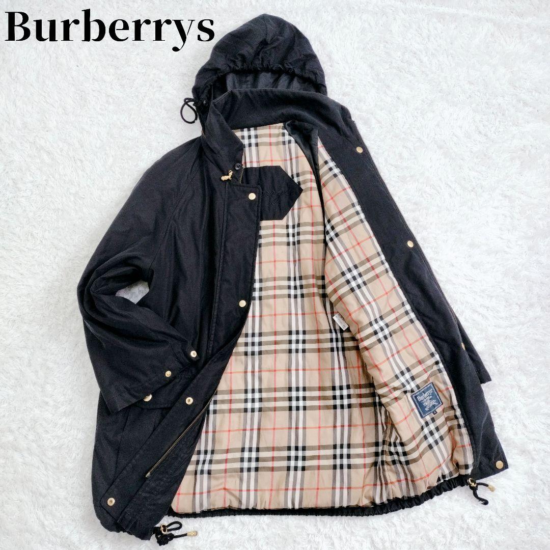 バーバリー　モッズコート　ノバチェック　ドロスト　　黒　ブラック