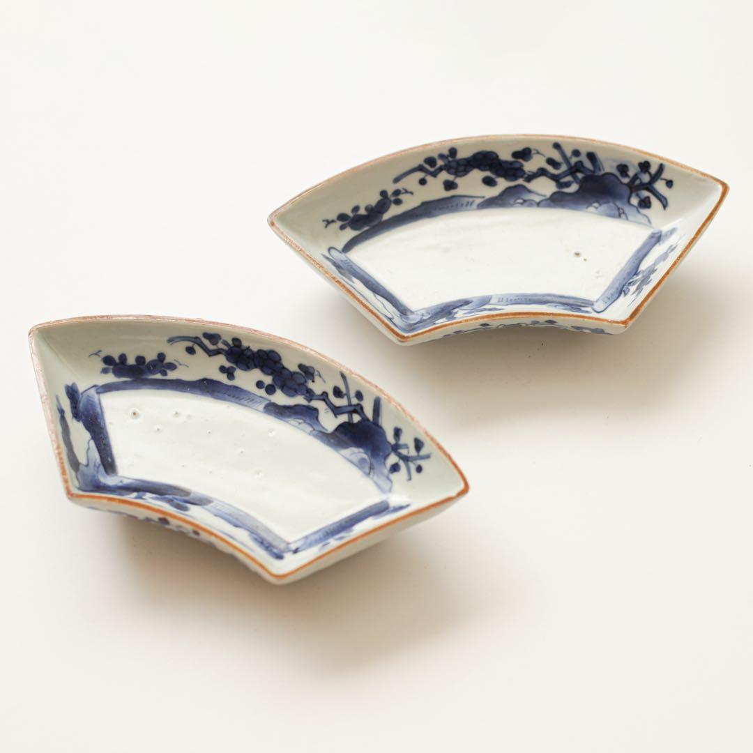 古伊万里　伊万里　江戸　中期　扇面　変形　皿　2客セット販売