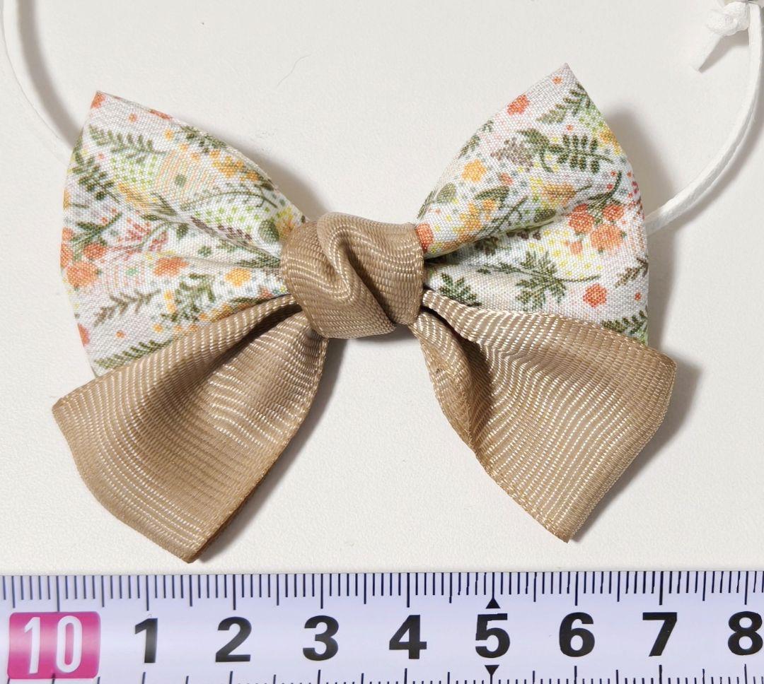 秋色花柄リボン90個　くすみカラー　業務用トリミングチョーカー　ピンク、ベージュ