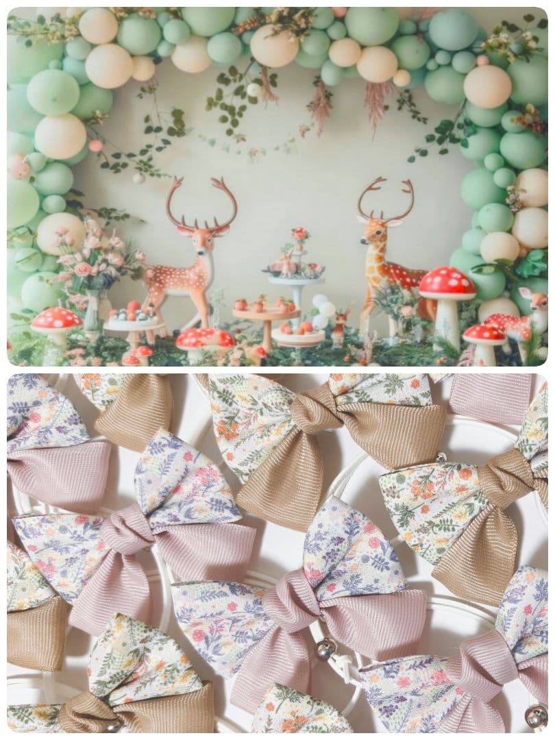 秋色花柄リボン90個　くすみカラー　業務用トリミングチョーカー　ピンク、ベージュ