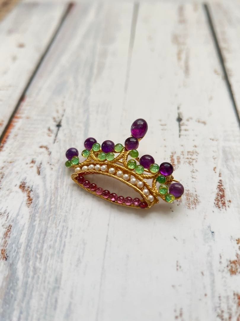 【Swoboda】スワボダ　ブローチ　王冠　クラウン　ティアラ　アメジスト