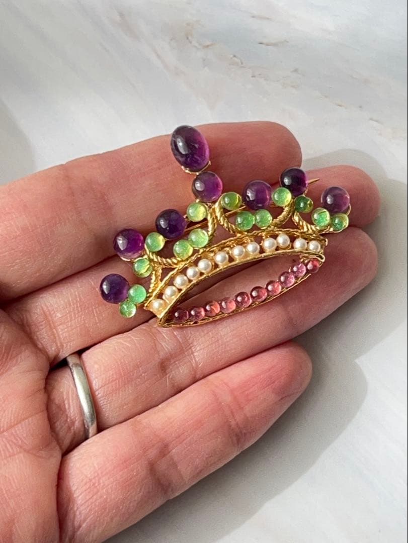 【Swoboda】スワボダ　ブローチ　王冠　クラウン　ティアラ　アメジスト