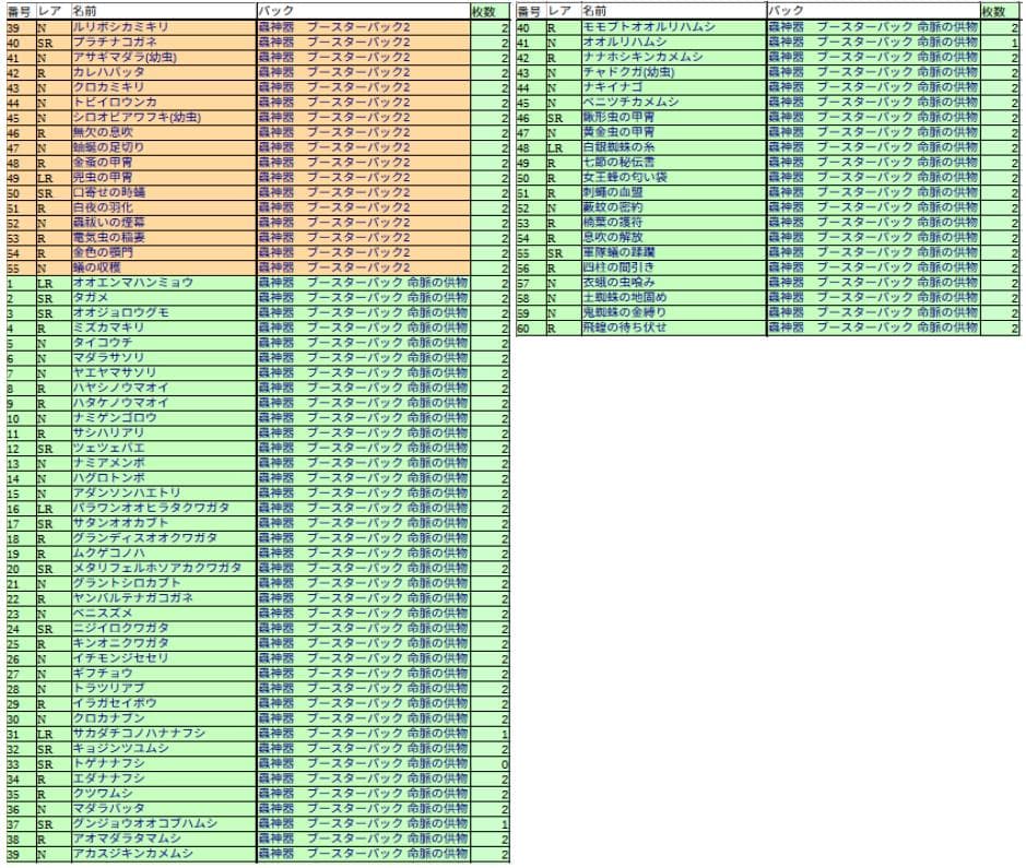 蟲神器 各2枚ずつ 1、2弾フルコンプ＋3弾ほぼコンプセット(LR含む)