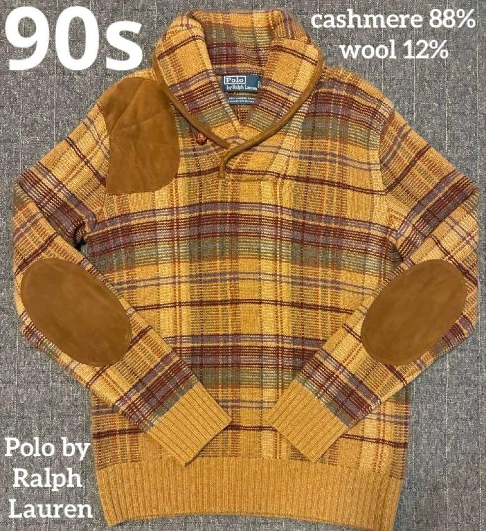90s ラルフローレン カシミヤ混　シューティング　ハンティング　エルボーパッチ