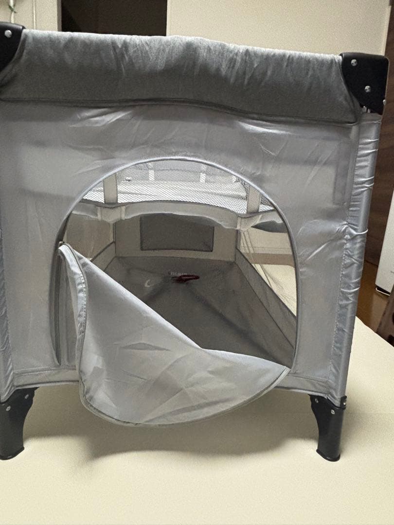 グレー 添い寝対応 ベビーベッド