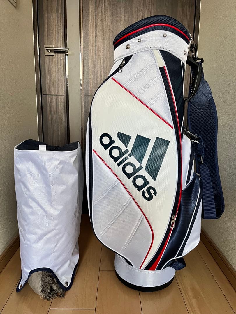 美品adidas アディダス　ゴルフ マストハブ　軽量キャディバッグ 9型　白紺