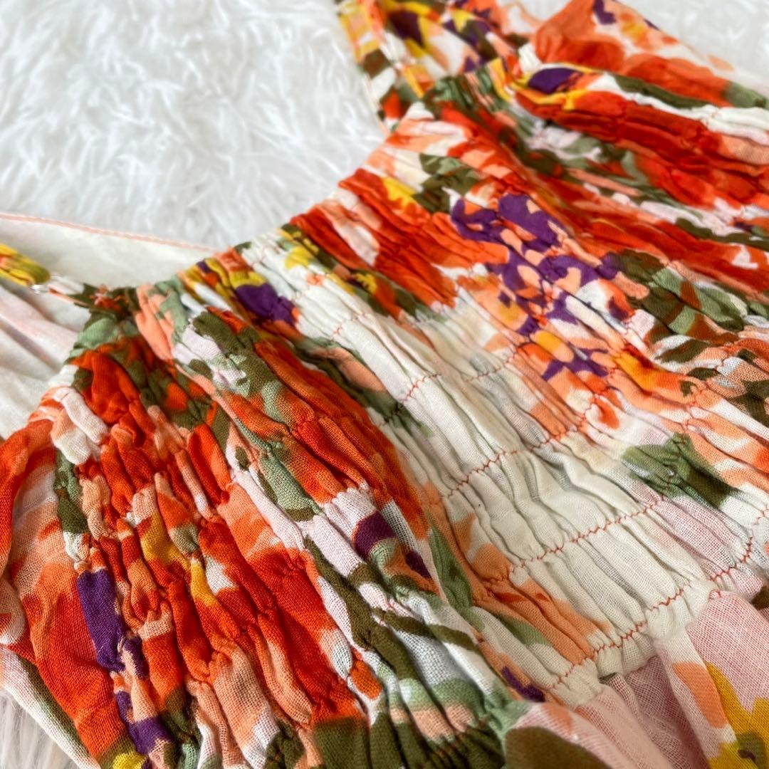  GIRLハワイアン花柄キャミワンピース　コットン100% リゾート