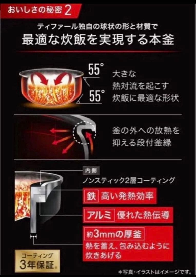 【新品未使用】T-fal IH遠赤外線炊飯器 5.5号炊