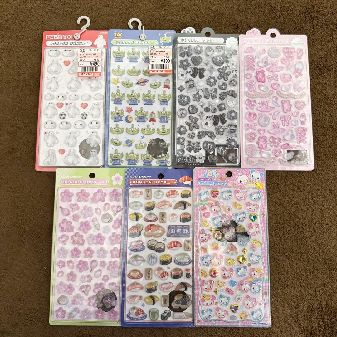 ボンボンドロップシール　ディズニー　和柄　ガーリー　ブラック　正規品